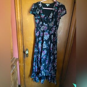 Patrons of Peace Black Floral Dark Moody Wrap Tie Waist